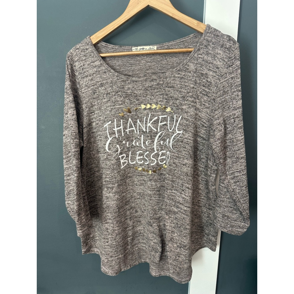 Women's All in Love Top Size 1XL Gray